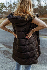 Kae Longline Hooded Sleeveless Puffer Vest