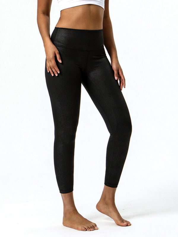 Danica Textured-leather High-stretch Yoga Pants