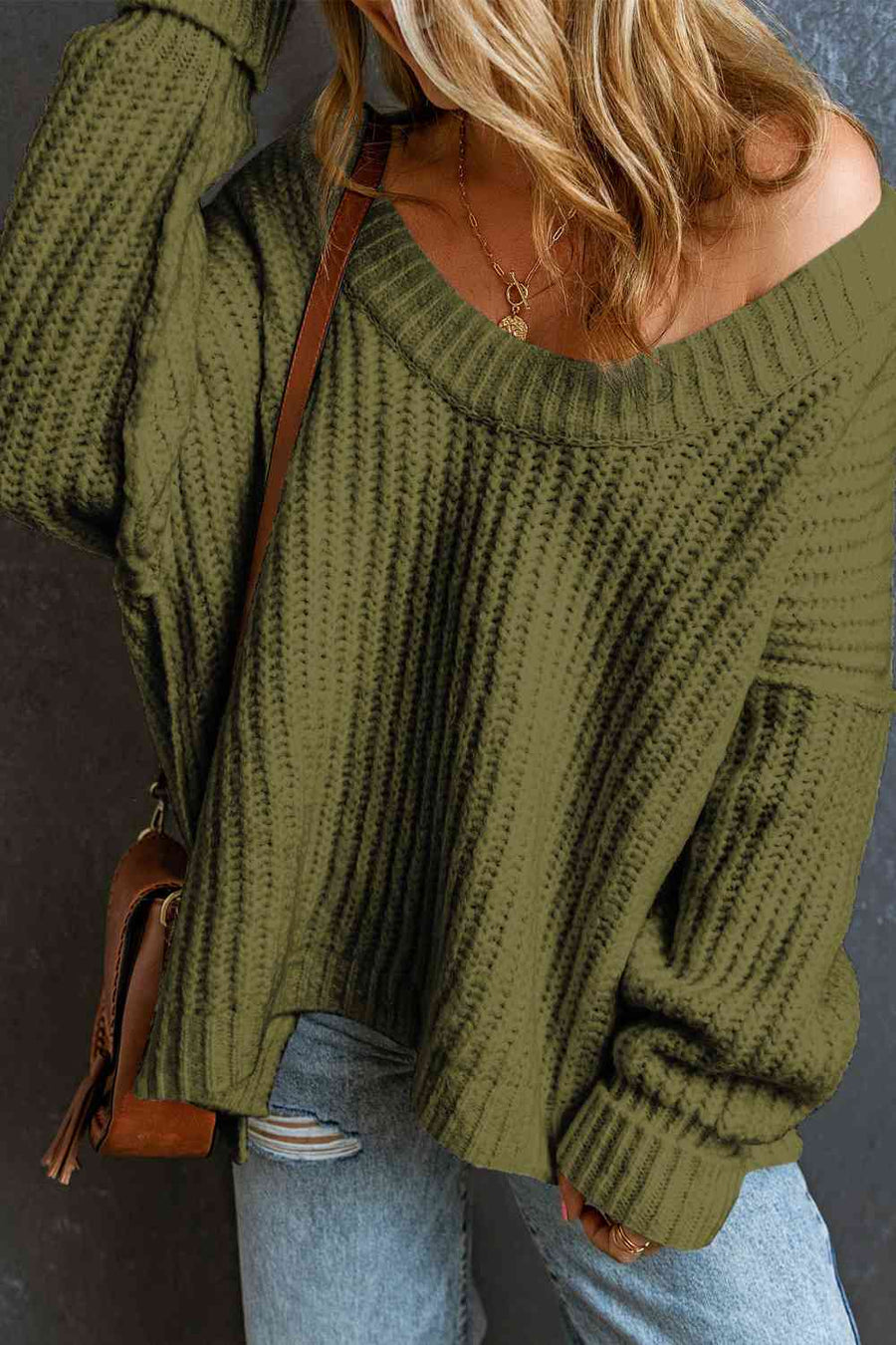 Firefly Ribbed Dropped Shoulder Sweater