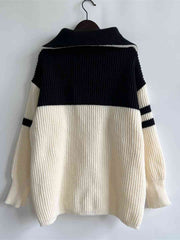 Rookie Ribbed Two-Tone Half Zip Sweater