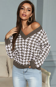 Nelly Knit Houndstooth Sweater