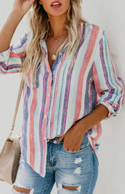 Sweet Enough Linen Button-down Striped Shirt