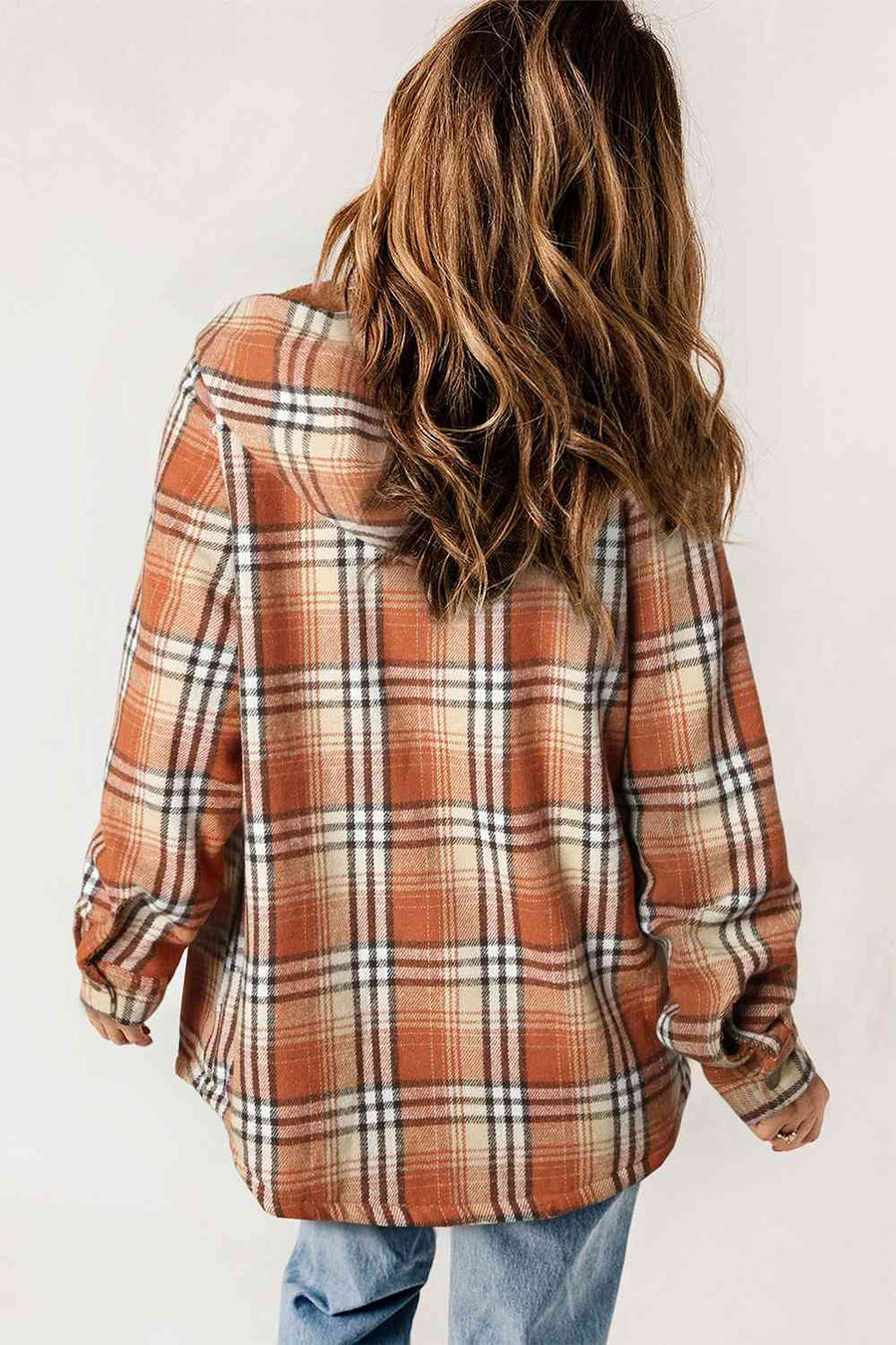 Sweet Pea Plaid Snap Down Hooded Jacket