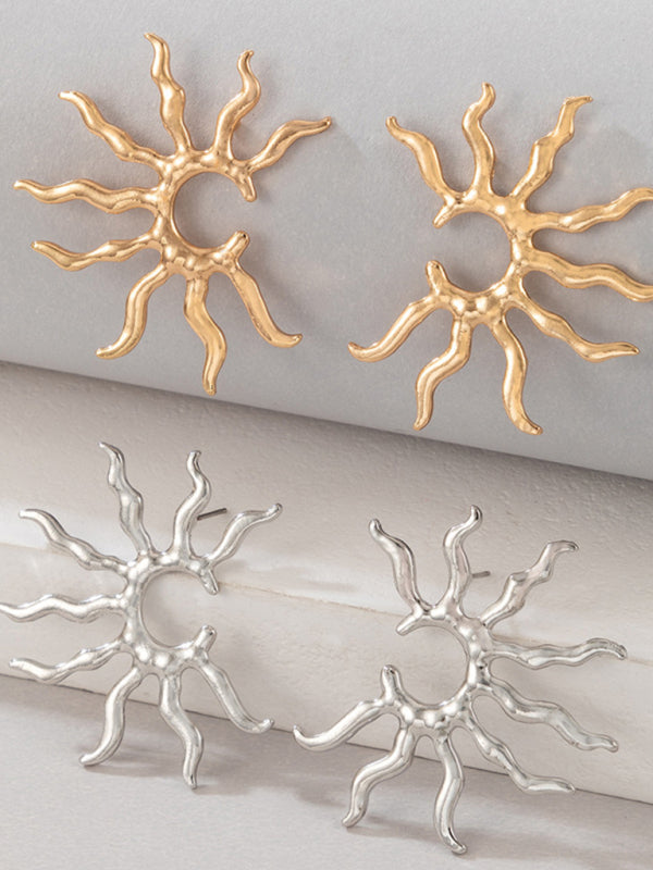 Geometric Sun Stud Earrings