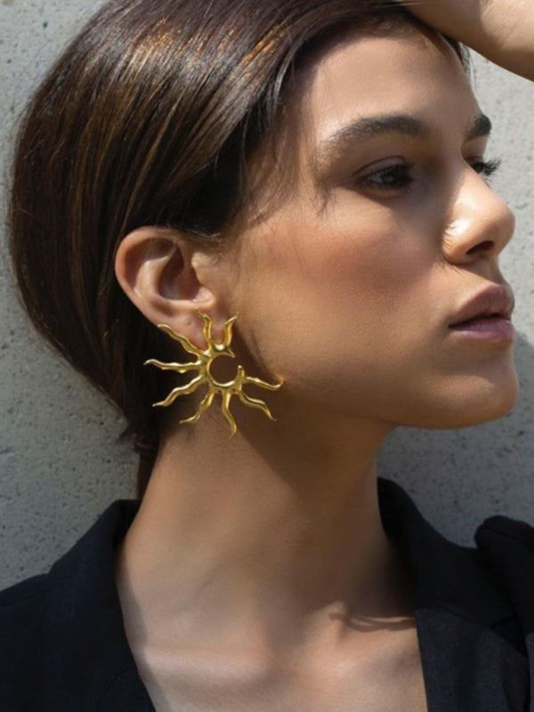 Geometric Sun Stud Earrings