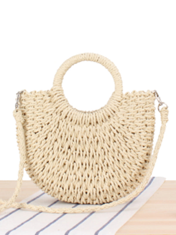 Half Moon Straw Woven Beach Bag