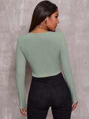 Expose Me Retro Zipper Long Sleeve Top