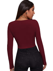 Expose Me Retro Zipper Long Sleeve Top