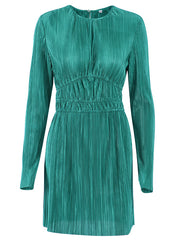 Esther Pleated Keyhole Cutout Mini Dress