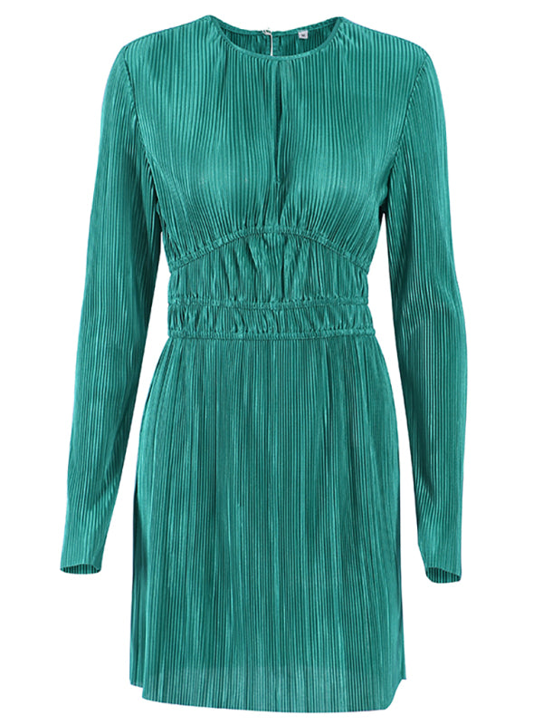Esther Pleated Keyhole Cutout Mini Dress