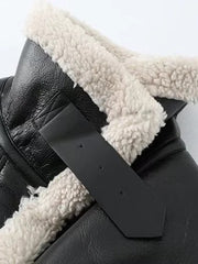 Polly PU Motorcycle High-necked Fur Coat