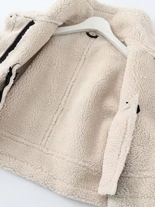Polly PU Motorcycle High-necked Fur Coat