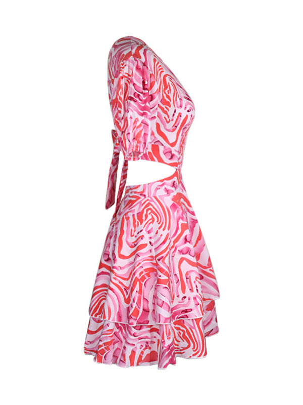 Hey Summer Hollow Backless Print Dress