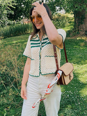 Delta Striped Crochet Hollow Top