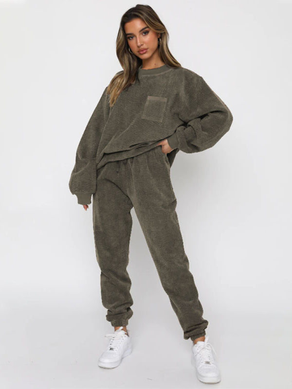 Me Time Corduroy Pullover Long Sleeve Two-piece Set