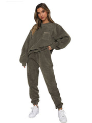 Me Time Corduroy Pullover Long Sleeve Two-piece Set