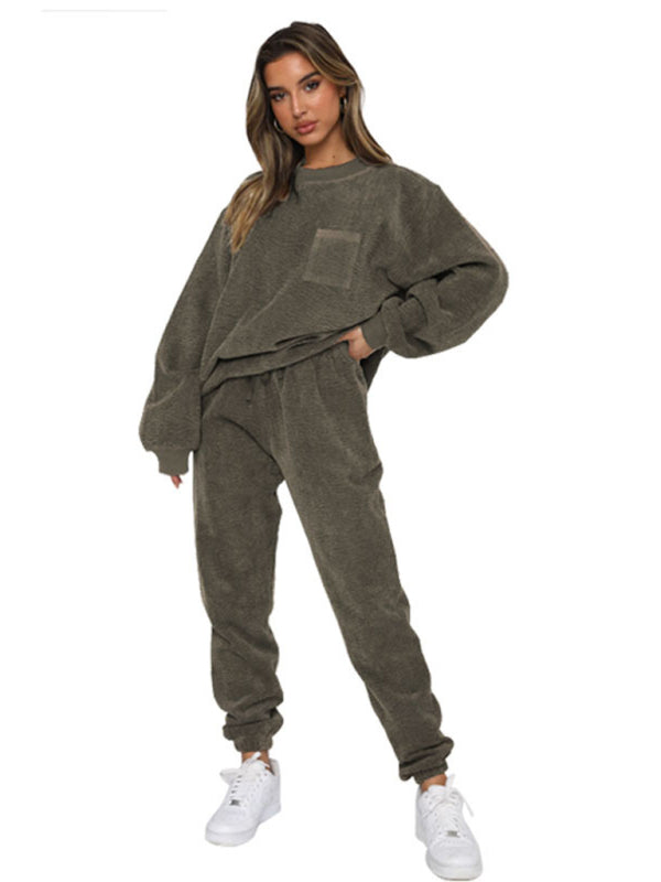 Me Time Corduroy Pullover Long Sleeve Two-piece Set