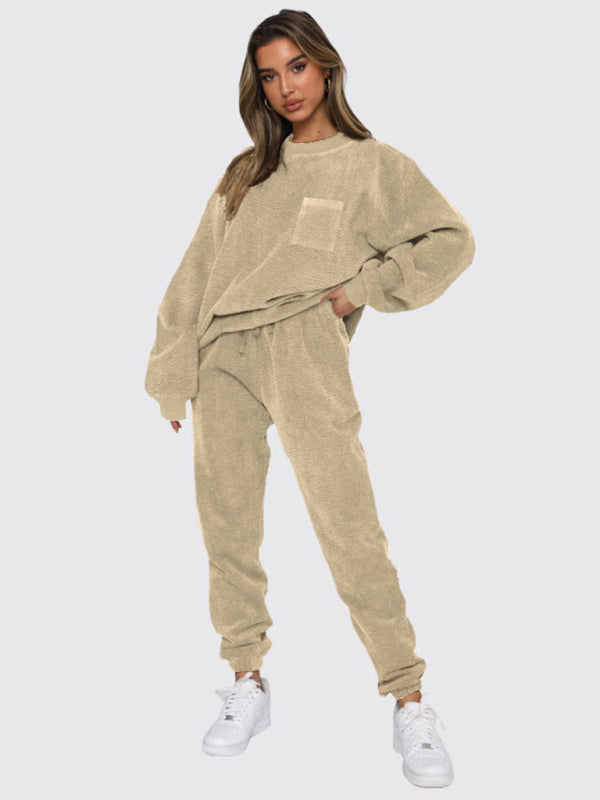 Me Time Corduroy Pullover Long Sleeve Two-piece Set
