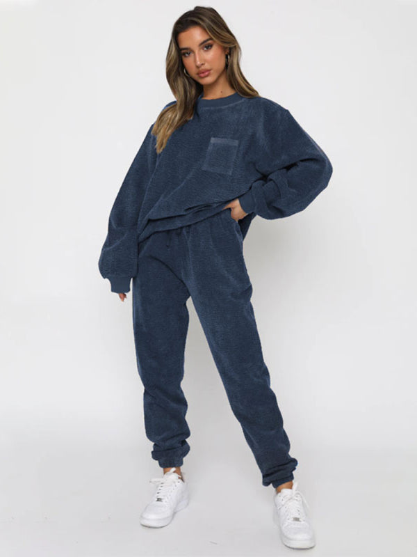 Me Time Corduroy Pullover Long Sleeve Two-piece Set