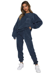 Me Time Corduroy Pullover Long Sleeve Two-piece Set