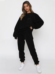 Me Time Corduroy Pullover Long Sleeve Two-piece Set