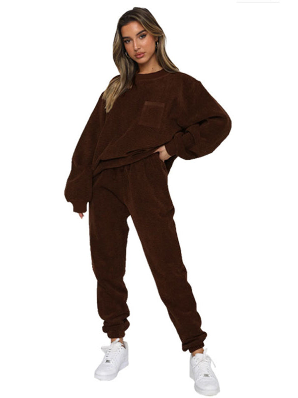 Me Time Corduroy Pullover Long Sleeve Two-piece Set