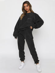 Me Time Corduroy Pullover Long Sleeve Two-piece Set