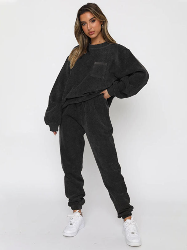 Me Time Corduroy Pullover Long Sleeve Two-piece Set