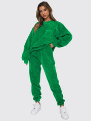 Me Time Corduroy Pullover Long Sleeve Two-piece Set