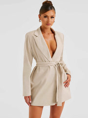 Abby Tie Waist Mid-length Suit Dress
