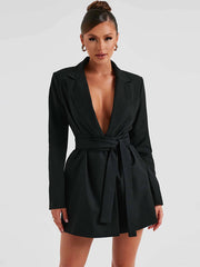 Abby Tie Waist Mid-length Suit Dress